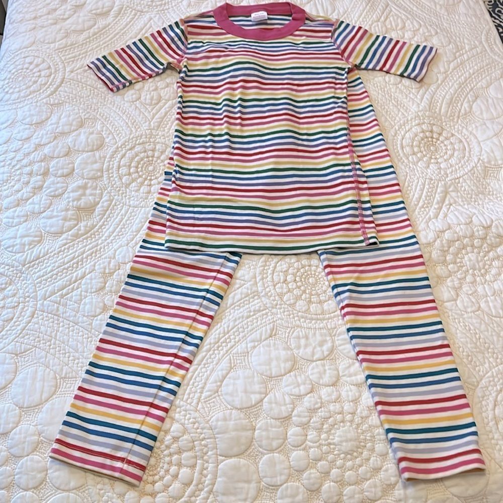 Hanna Andersson short sleeve rainbow stripe pajama set size 12